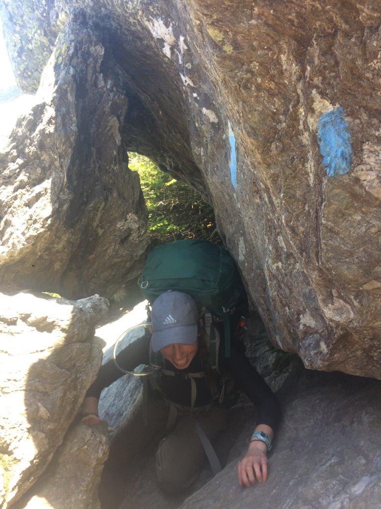 Theresa's 'rebirth' on the tricky Mansfield spur trail.